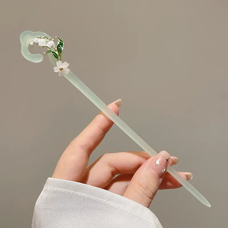 New Chinese Hairpin with Pearl Drop & Metal Spike