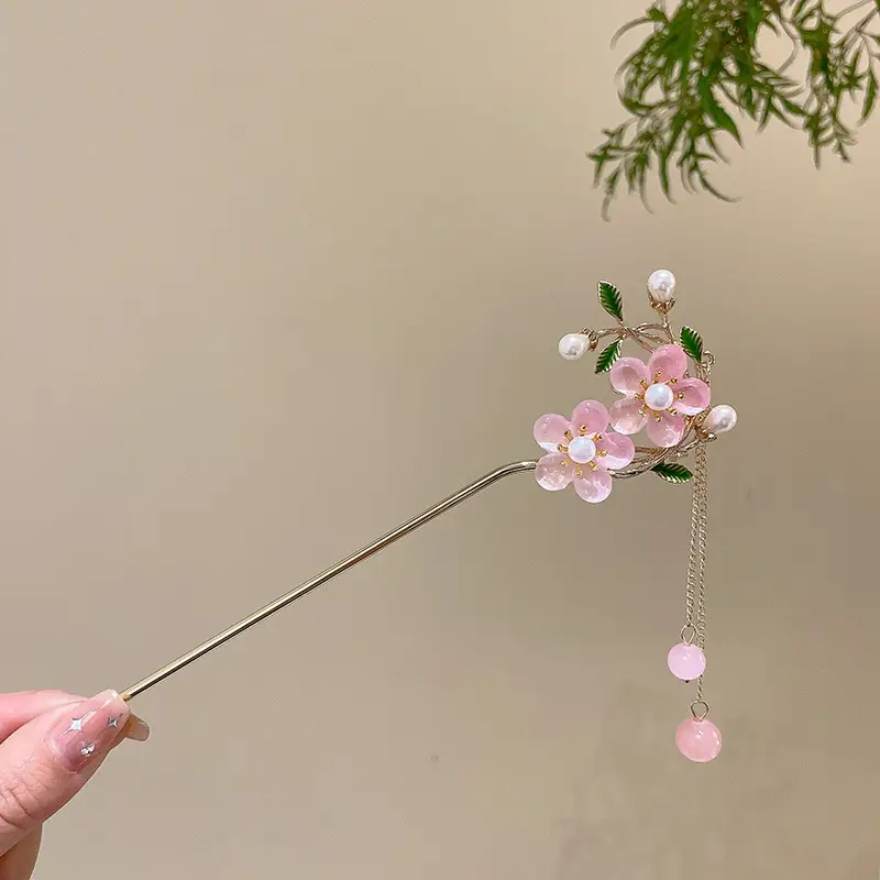 New Chinese Hairpin with Pearl Drop & Metal Spike