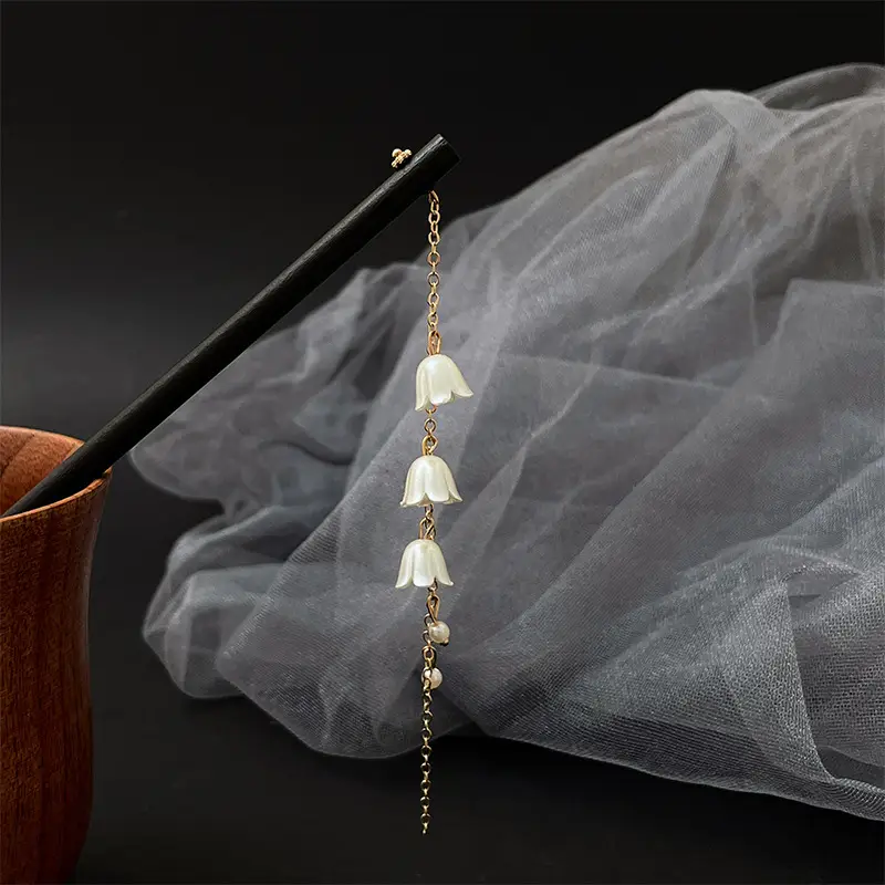 New Chinese Hairpin with Pearl Drop & Metal Spike