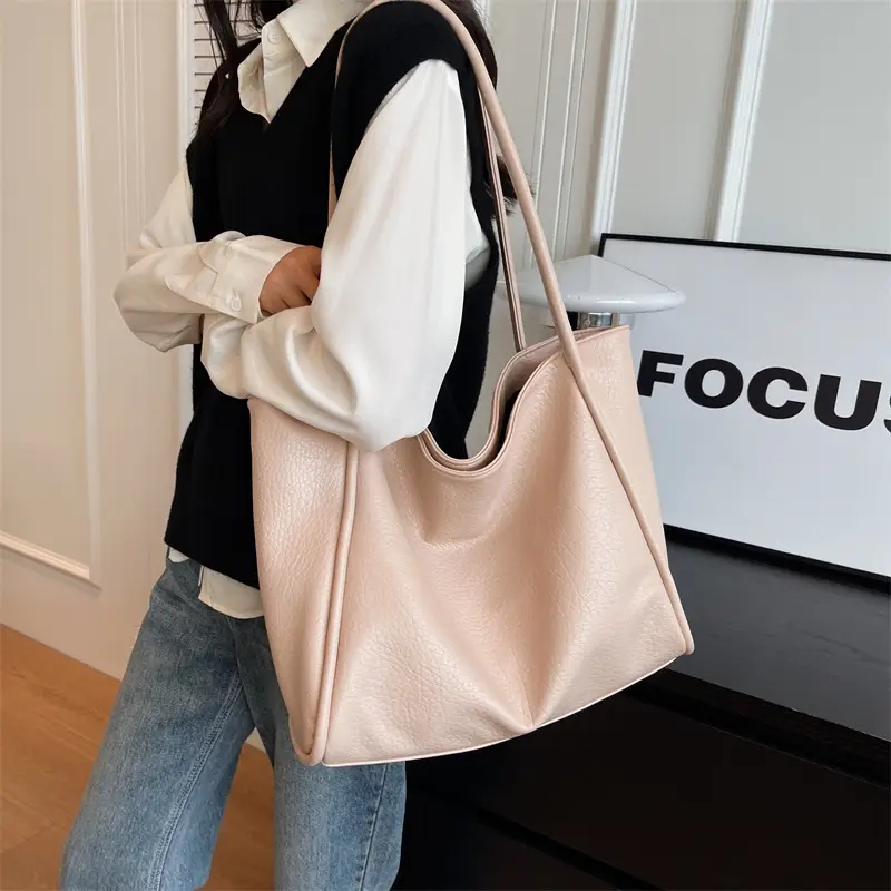Women Large Capacity Shoulder Bag Beige 2023 - Image 8