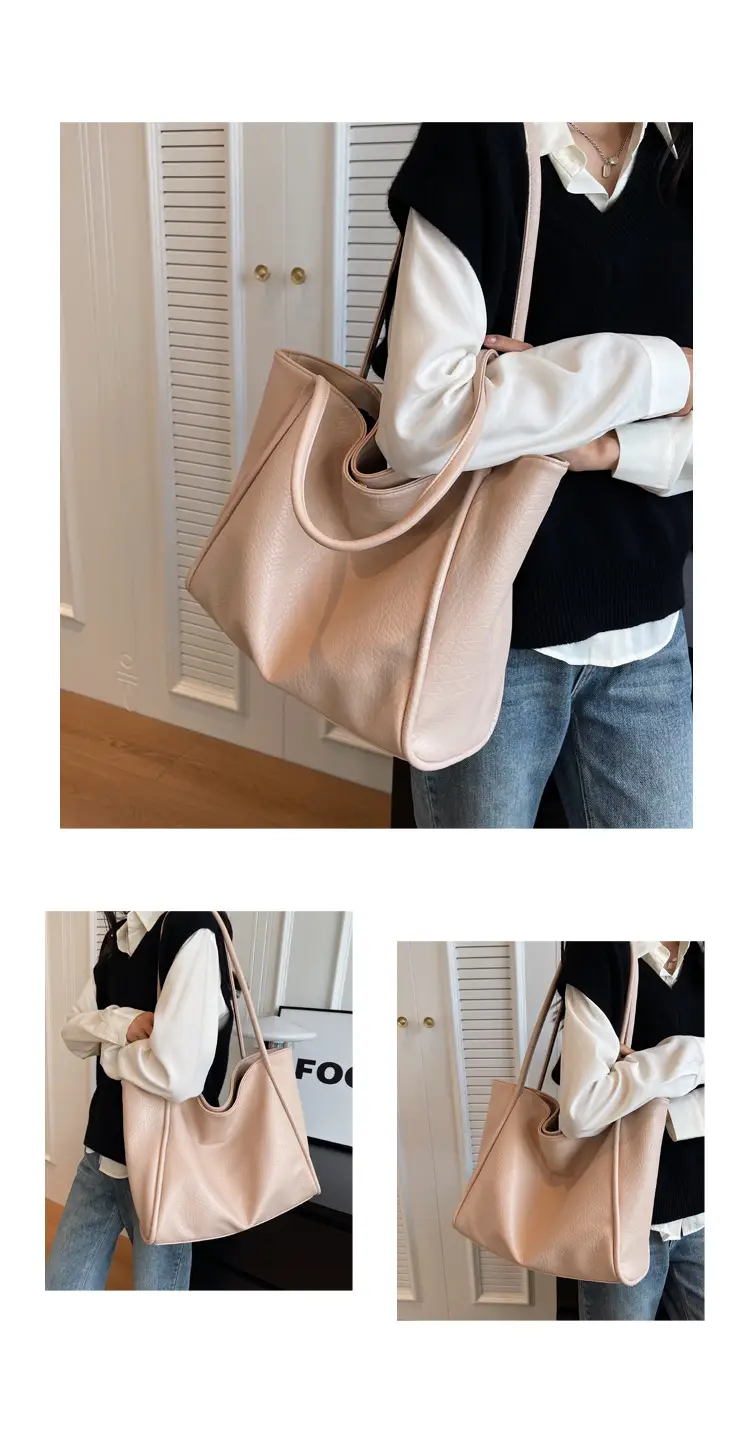 Women Large Capacity Shoulder Bag Beige 2023 — feature 20