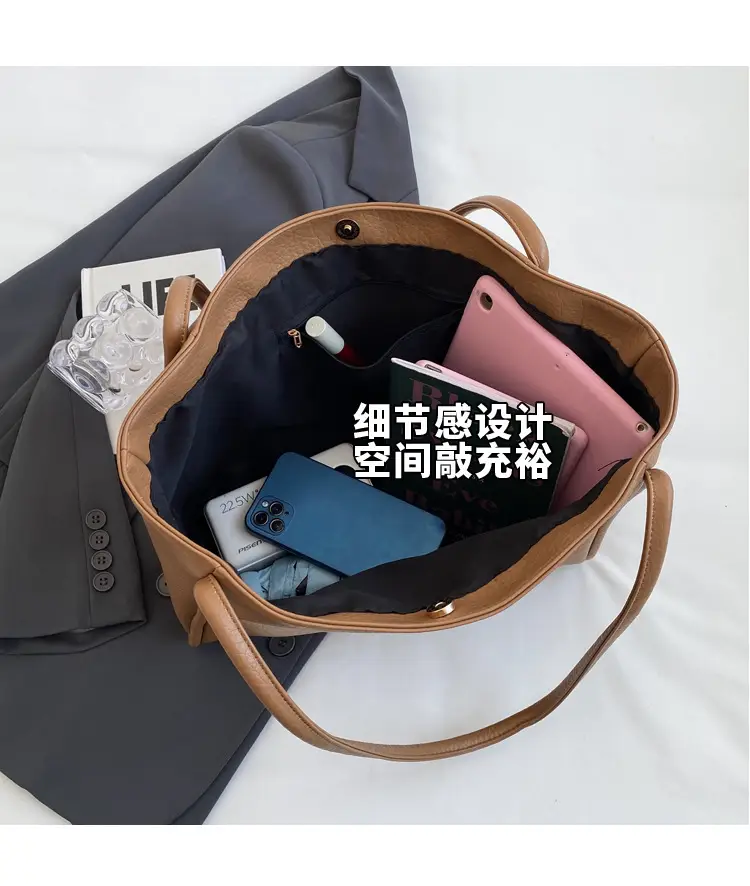 Women Large Capacity Shoulder Bag Beige 2023 — feature 5