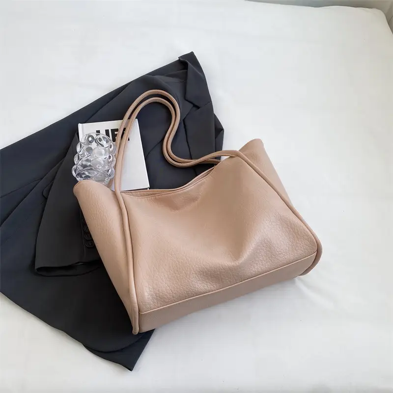 Women Large Capacity Shoulder Bag Beige 2023 - Image 3