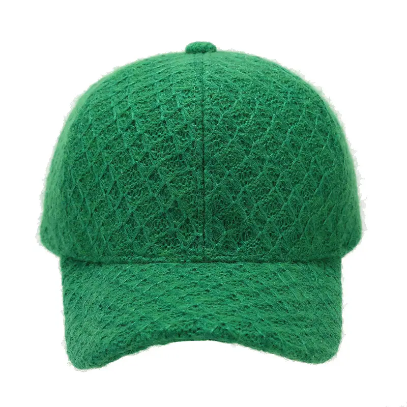 Thick Plaid Baseball Cap Autumn Winter Casual Match Knitted - Image 3