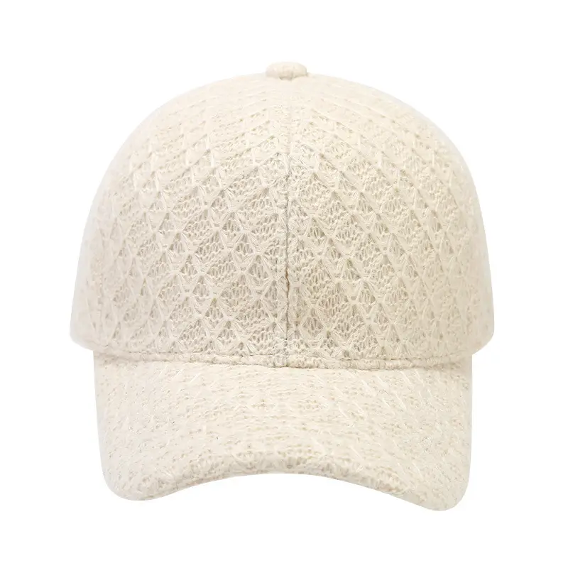 Thick Plaid Baseball Cap Autumn Winter Casual Match Knitted - Image 5