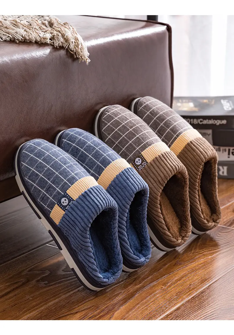 Super plus size cotton slippers men's winter home thick bottom indoor 47 non-slip thermal 46 woolen slippers men's home winter — feature 14