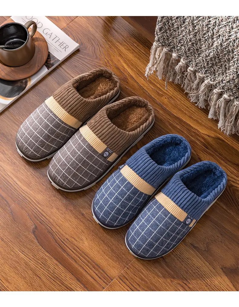 Super plus size cotton slippers men's winter home thick bottom indoor 47 non-slip thermal 46 woolen slippers men's home winter — feature 16