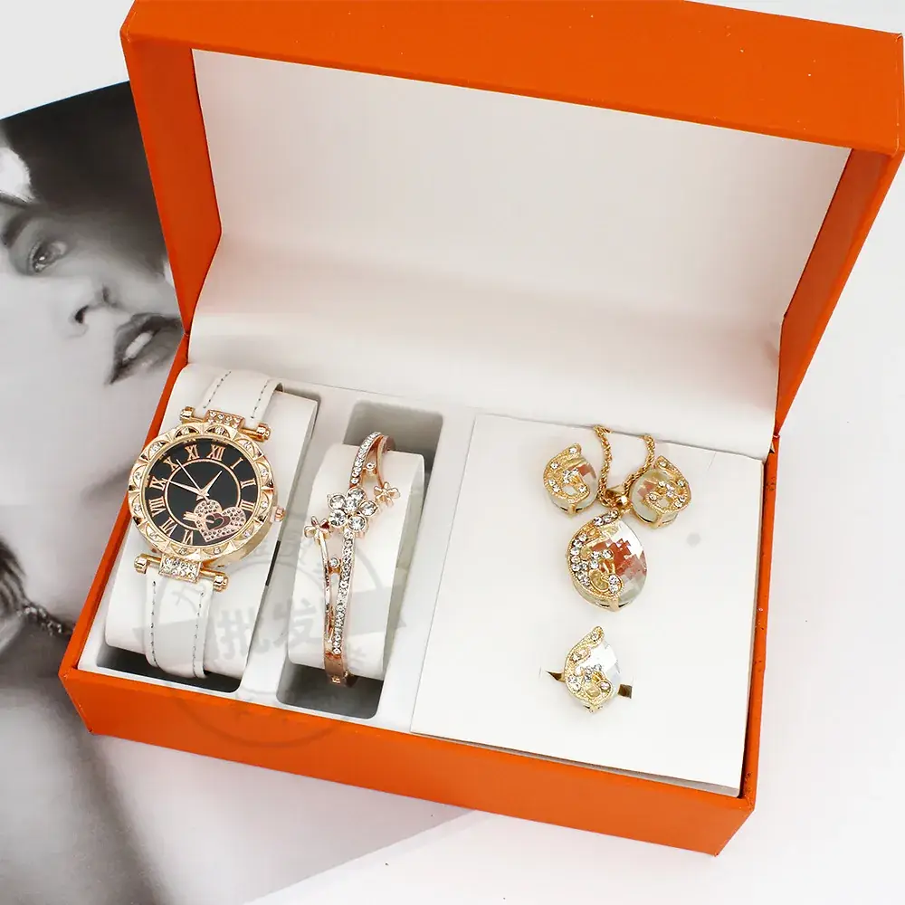 Ladies Watch Set with Red Crystal Earrings & Bracelet - Image 7