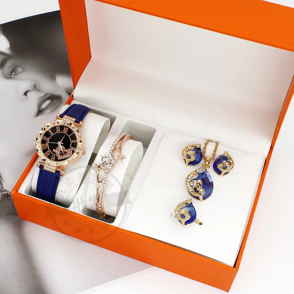 Ladies Watch Set with Red Crystal Earrings & Bracelet — feature 14