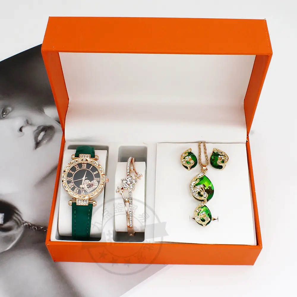 Ladies Watch Set with Red Crystal Earrings & Bracelet — feature 7