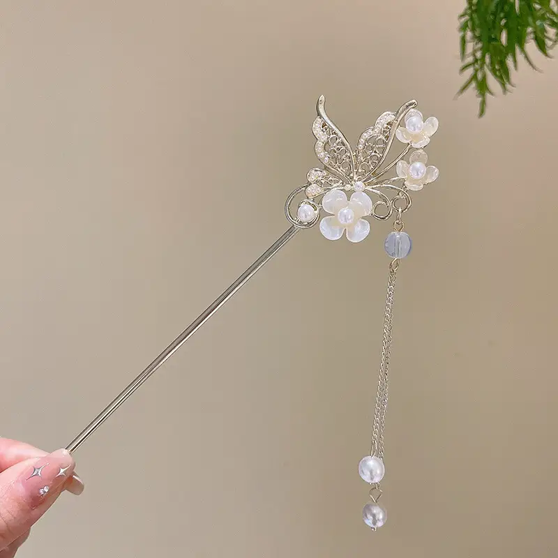 Magnolia Flower Hairpin Women Ancient Style Hanfu Hairpin - Image 3