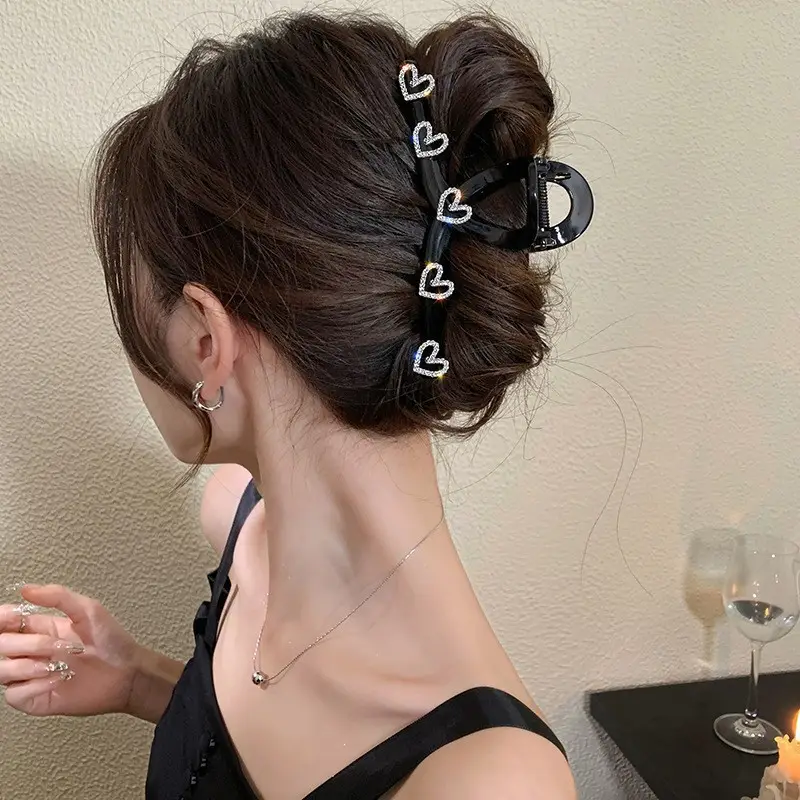 Love Rhinestone Updo Hair Clip with Shark Design - Image 7