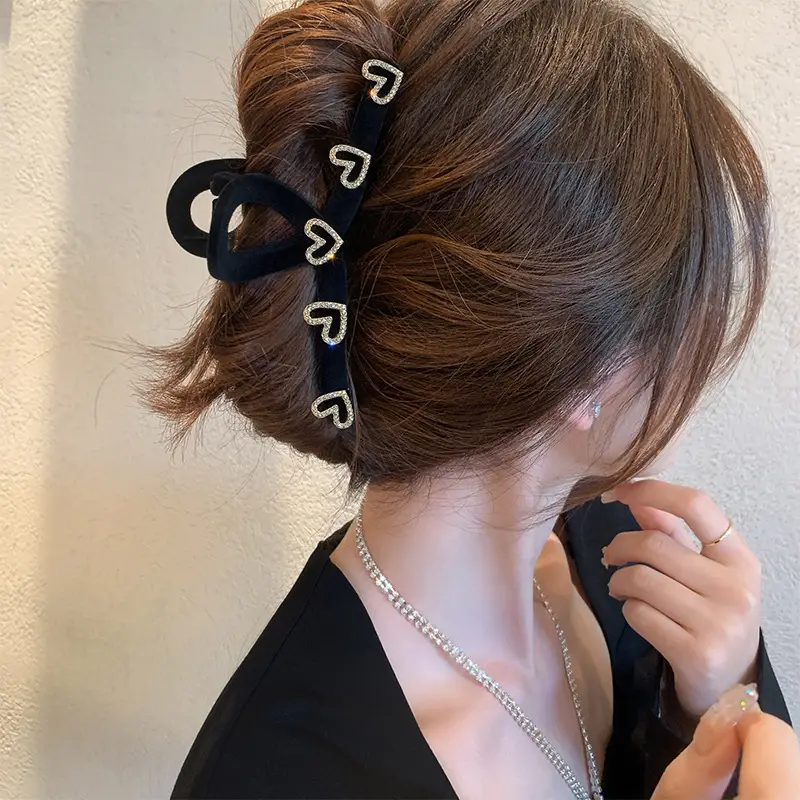 Love Rhinestone Updo Hair Clip with Shark Design - Image 8