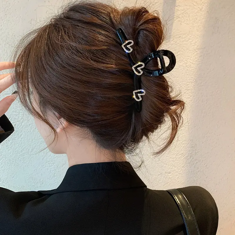 Love Rhinestone Updo Hair Clip with Shark Design - Image 3