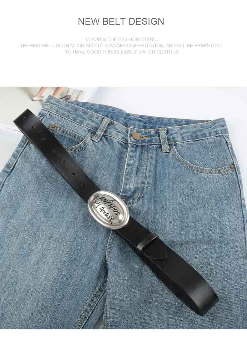 Women's Genuine Leather Belt Classic Simple Casual Pants Jeans β feature 14