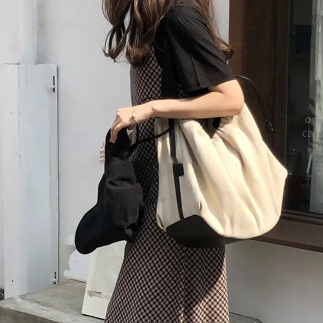 Canvas Travel Bag Large Single Shoulder Black — feature 9