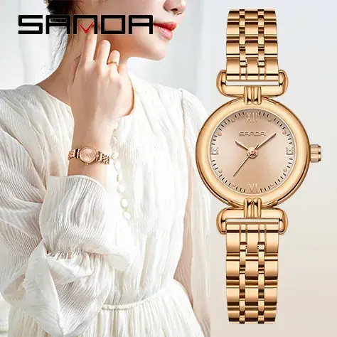 Sanda Women's Rose Gold Mesh Watch Quartz - Image 22
