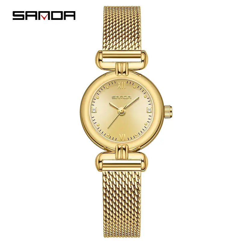 Sanda Women's Rose Gold Mesh Watch Quartz - Image 20