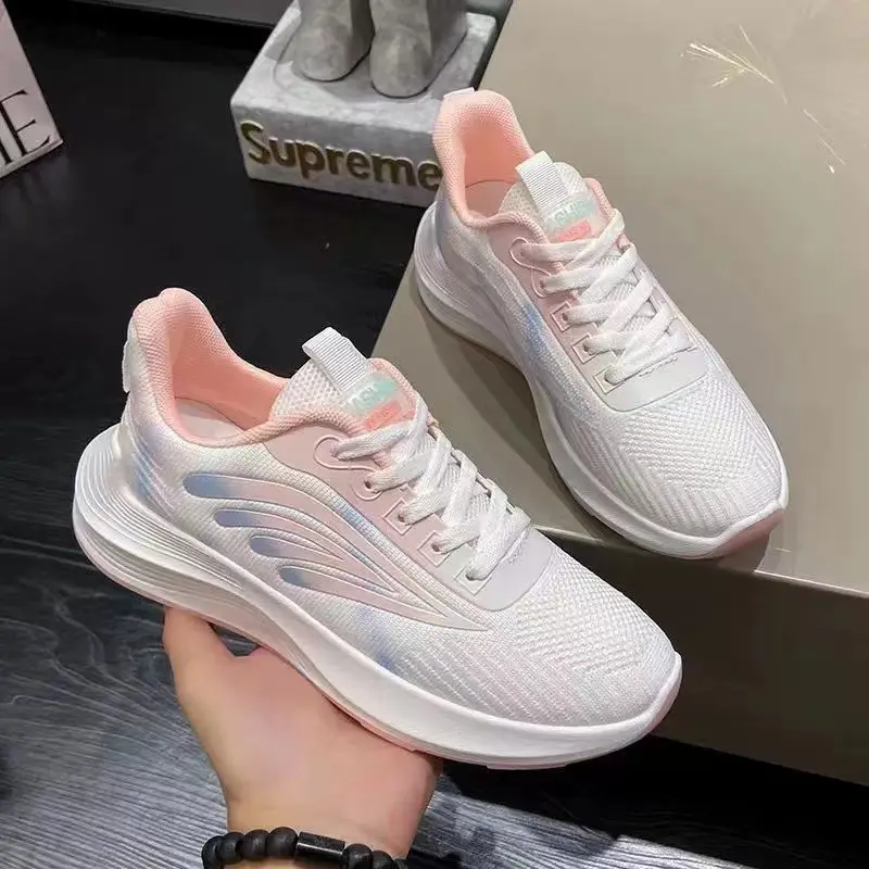 Spring and Summer new sneaker female students flying woven mesh surface breathable travel casual shoes trendy versatile shoes for children Wholesale