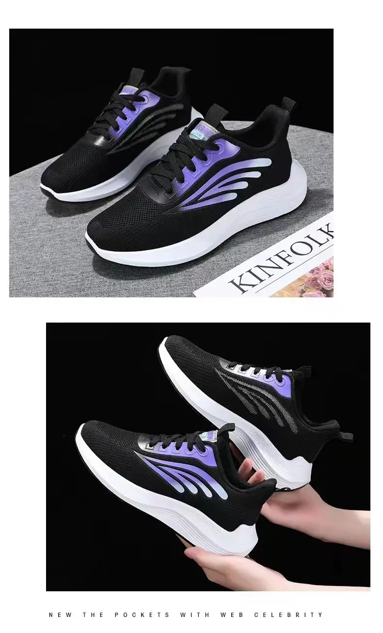 Spring and Summer new sneaker female students flying woven mesh surface breathable travel casual shoes trendy versatile shoes for children Wholesale — feature 2