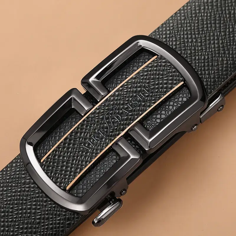 New Men's Leather Belt with Gold Buckle - Image 5