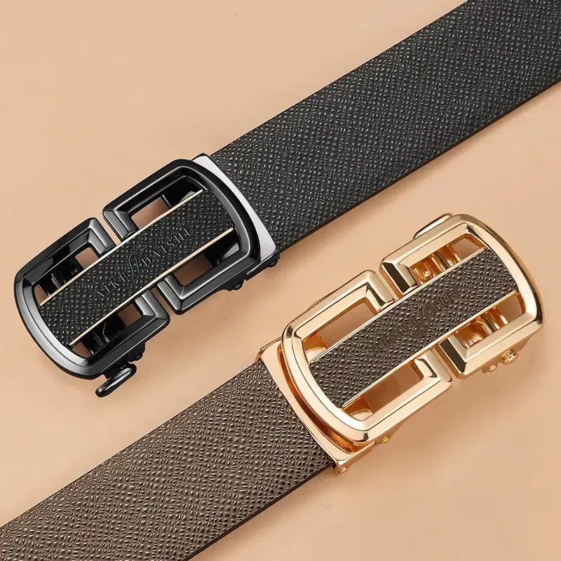 New Men's Leather Belt with Gold Buckle - Image 6