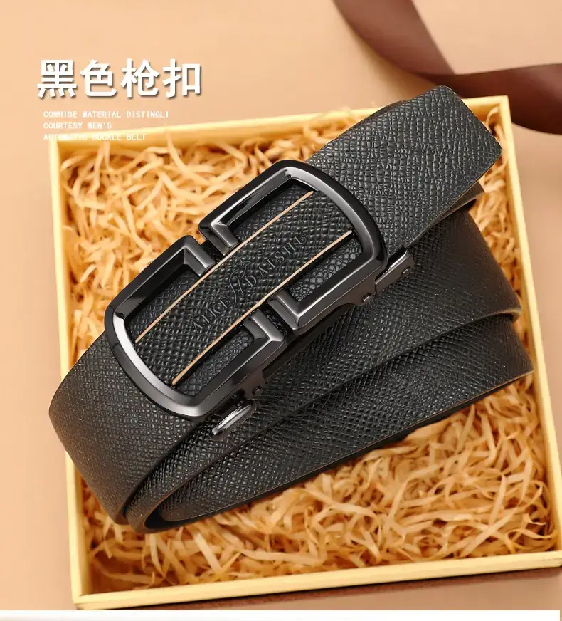 New Men's Leather Belt with Gold Buckle β feature 22