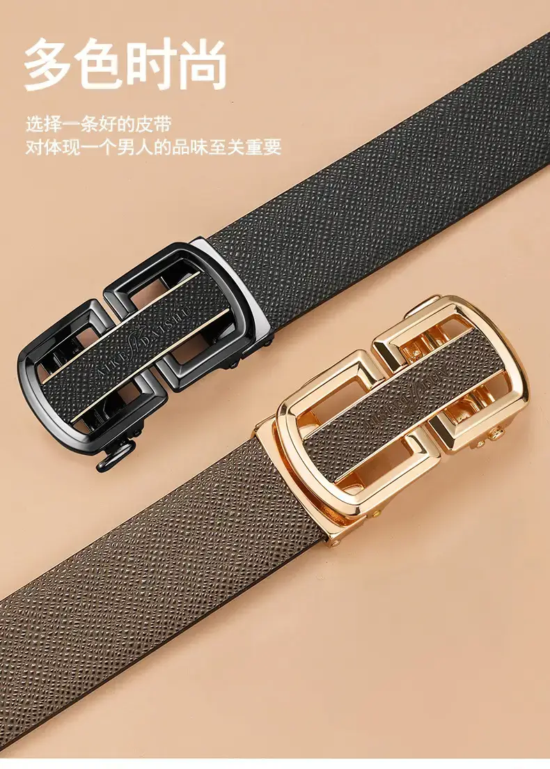 New Men's Leather Belt with Gold Buckle β feature 7