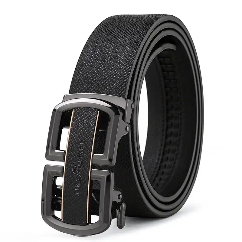 New Men's Leather Belt with Gold Buckle - Image 2