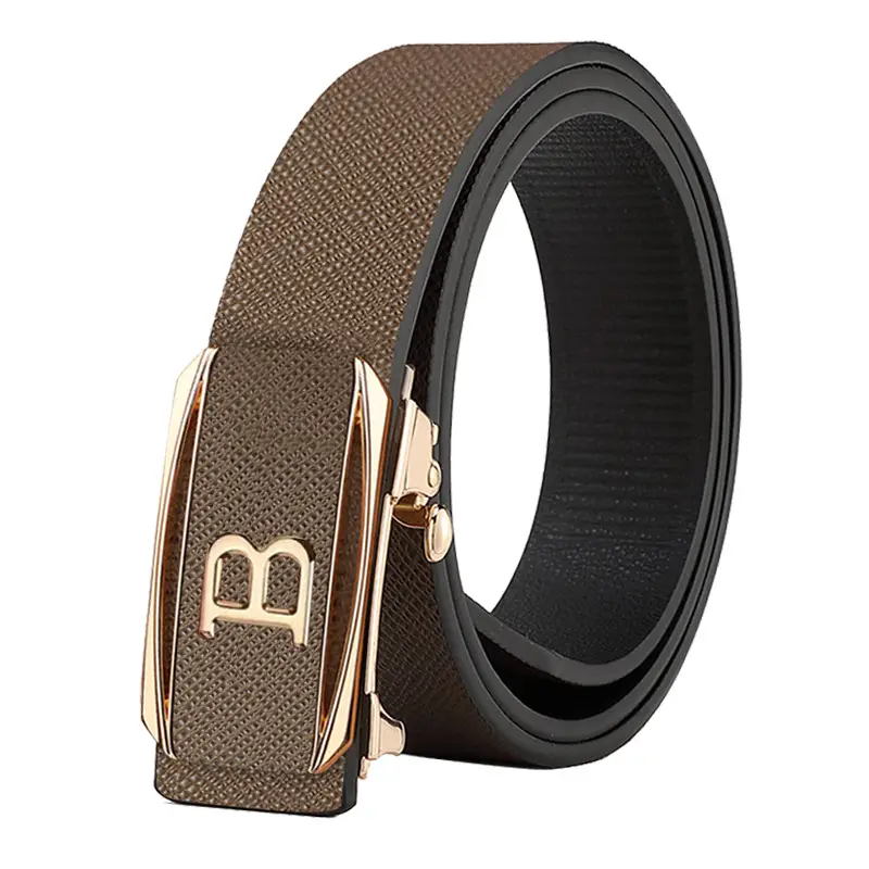 Men's Black Automatic Buckle Leather Belt - Image 3