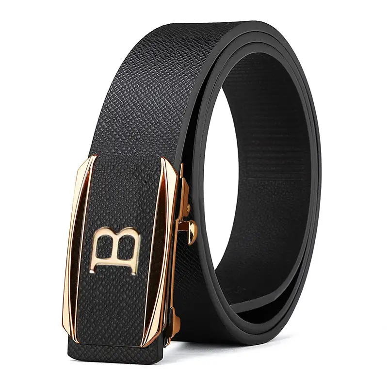 Men's Black Automatic Buckle Leather Belt - Image 7