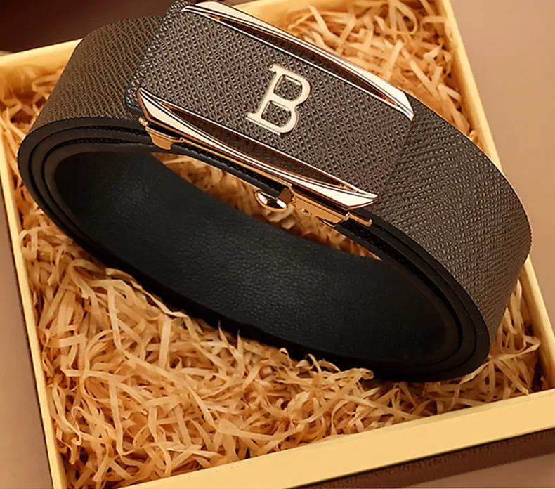 Men's Black Automatic Buckle Leather Belt β feature 12