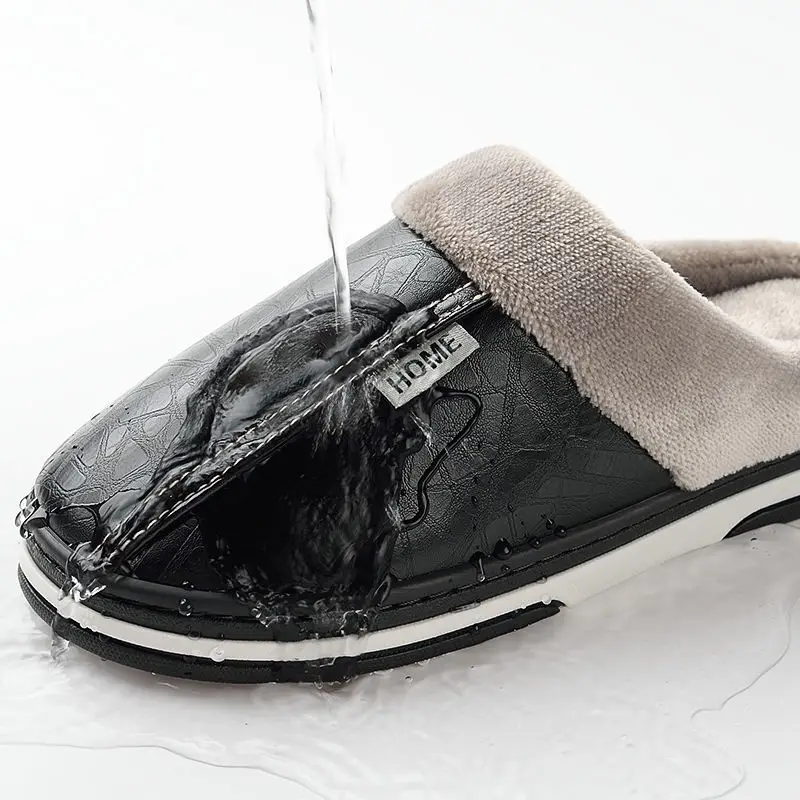 11 steps plus size home waterproof cotton slippers men's winter home indoor thermal non-slip cotton shoes men's winter wear - Image 14