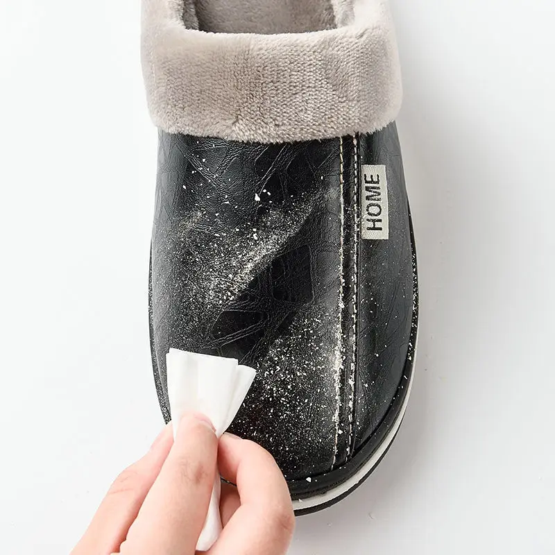 11 steps plus size home waterproof cotton slippers men's winter home indoor thermal non-slip cotton shoes men's winter wear - Image 15
