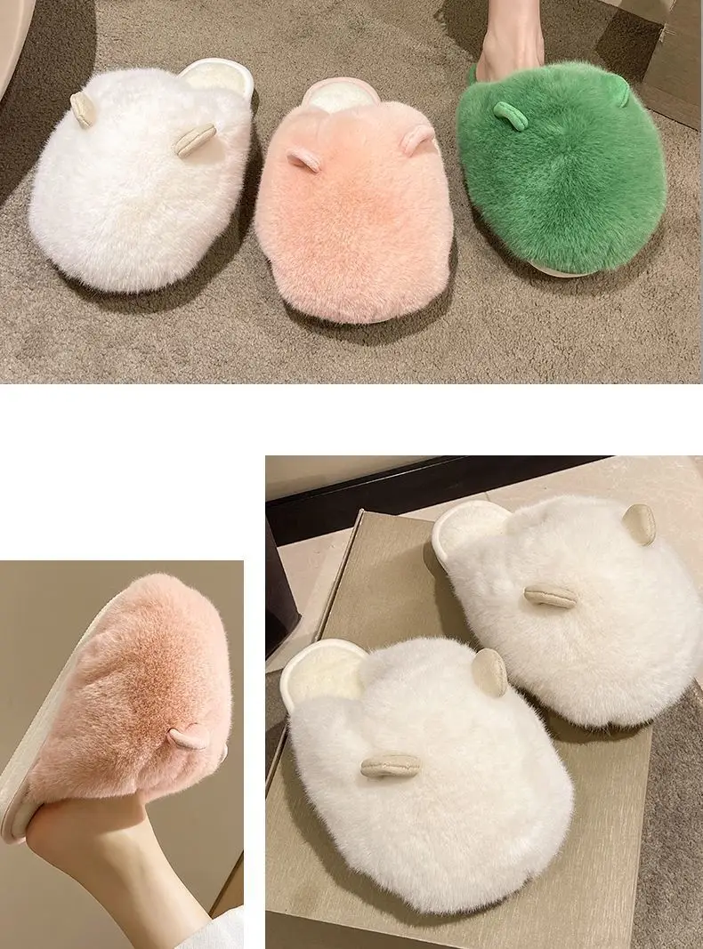 Cotton slippers women's winter thickened plush warm Internet celebrity cartoon cute home thick bottom non-slip slippers cartoon winter — feature 11