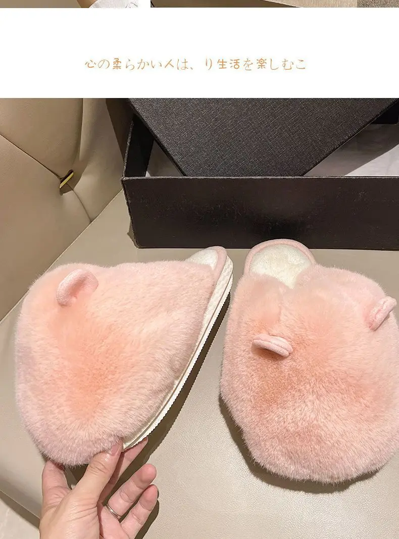 Cotton slippers women's winter thickened plush warm Internet celebrity cartoon cute home thick bottom non-slip slippers cartoon winter — feature 12