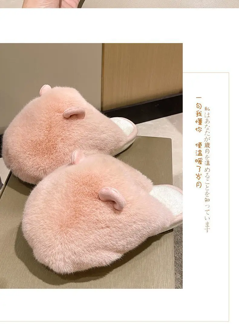 Cotton slippers women's winter thickened plush warm Internet celebrity cartoon cute home thick bottom non-slip slippers cartoon winter — feature 13
