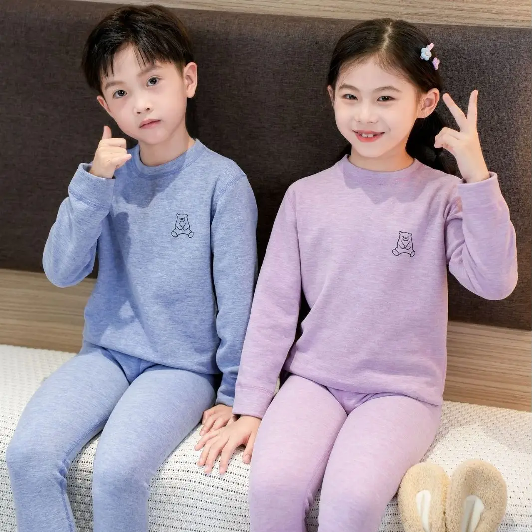 2025 Kids Thermal Underwear Set Purple Wool Silk - Image 10