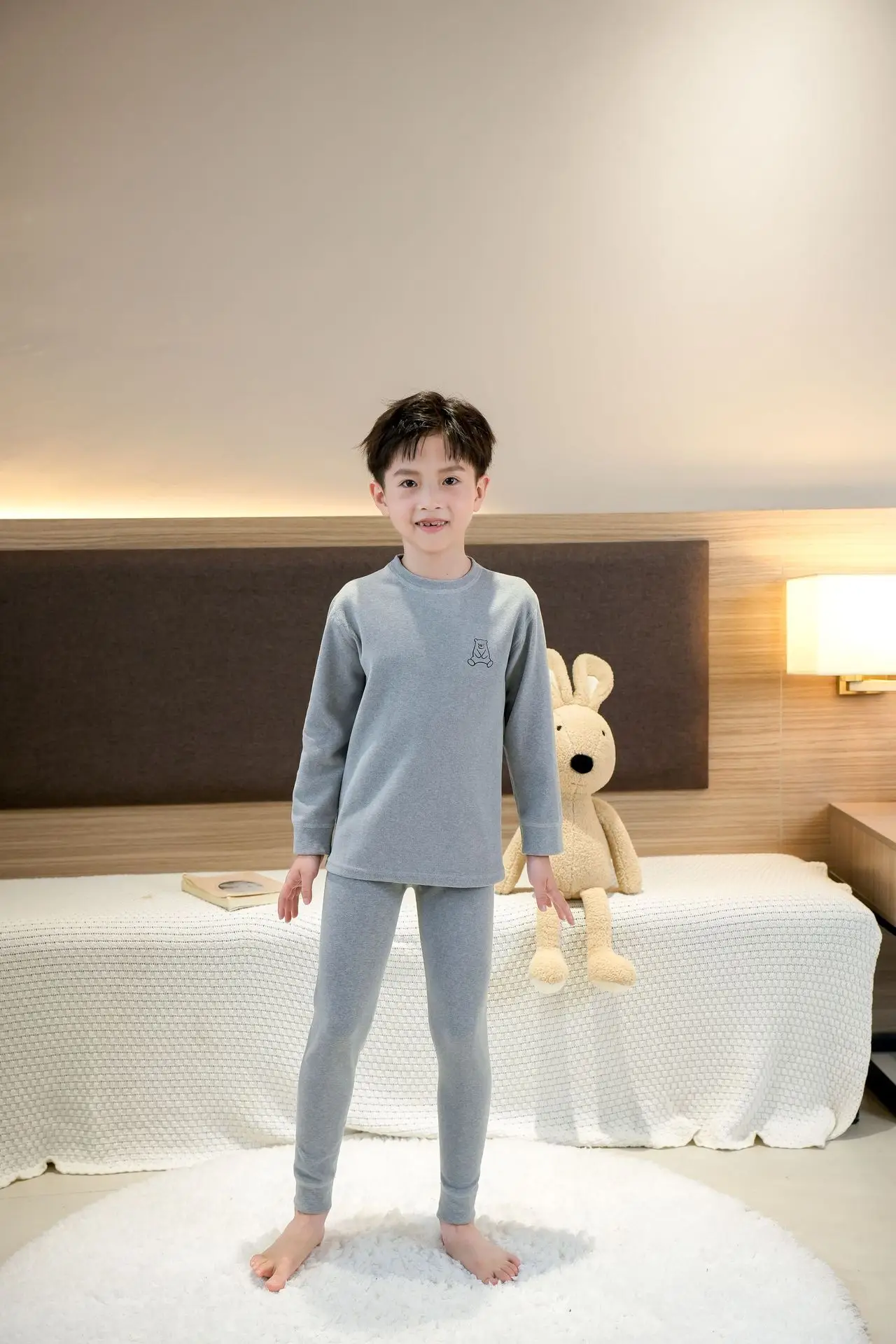 2025 Kids Thermal Underwear Set Purple Wool Silk - Image 5