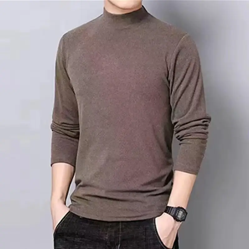 Men's Brown Velvet Turtleneck Sweatshirt