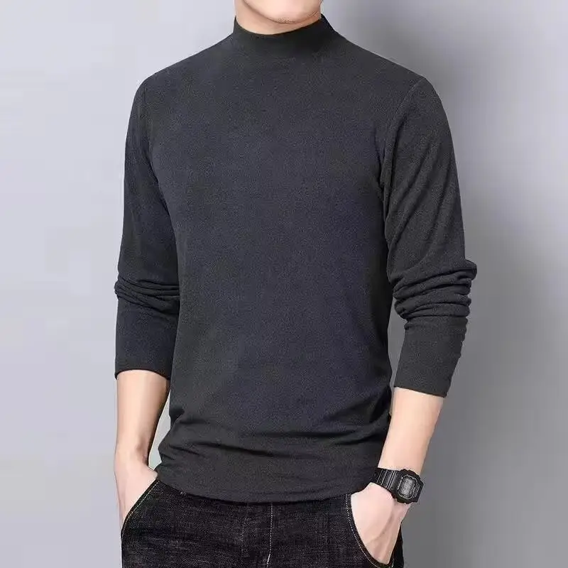 Men's Brown Velvet Turtleneck Sweatshirt