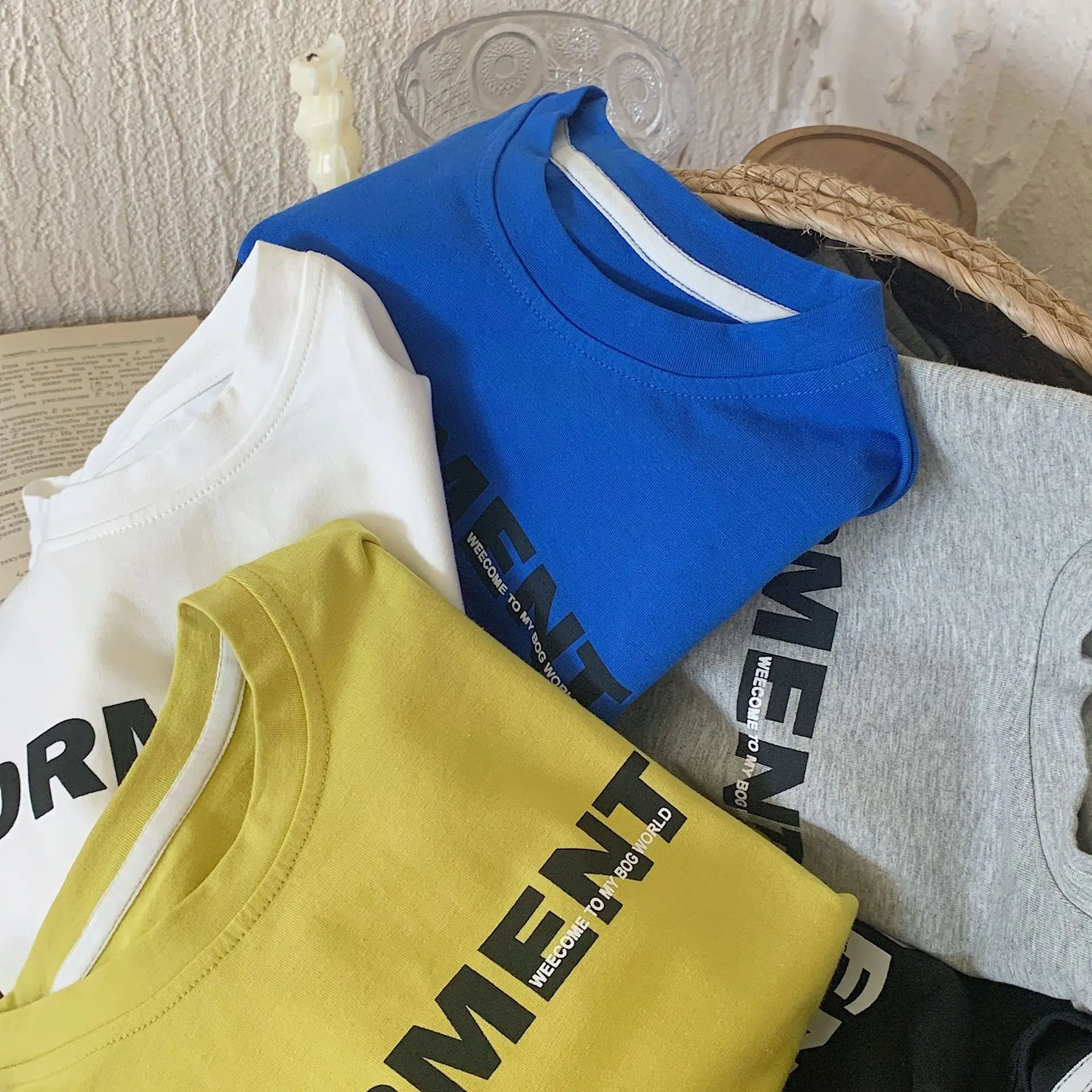 White Korean Letter Long Sleeve Boys T-Shirt - Image 7