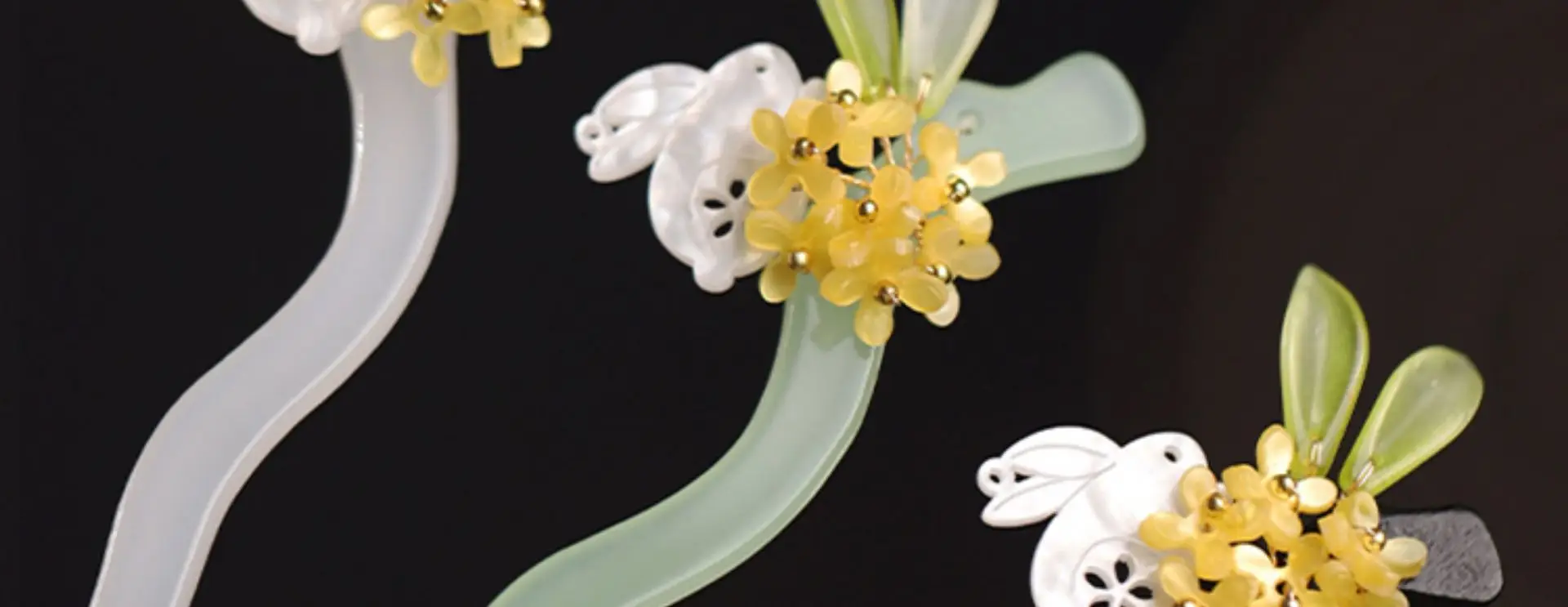 Retro Han Dynasty Hairpin Women Tassel Step Shake Jade Rabbit Osmanthus Hairpin Acetate Cheongsam Matching — feature 7