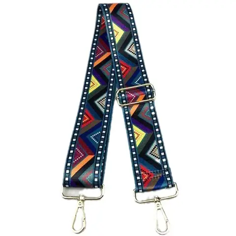 Colorful Geometric Crossbody Strap Adjustable Silver Buckle - Image 16
