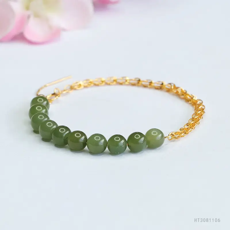 Guan Yu S925 Silver Inlaid Jade Bracelet Phoenix Tail - Image 3
