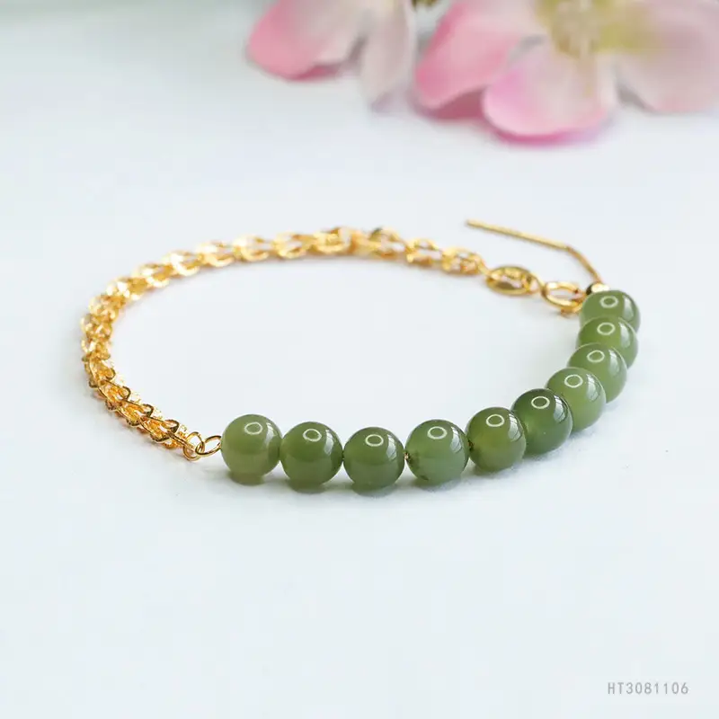 Guan Yu S925 Silver Inlaid Jade Bracelet Phoenix Tail - Image 4