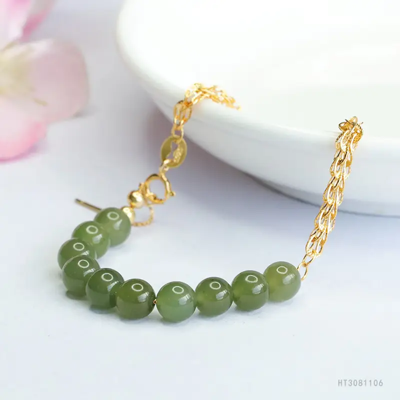 Guan Yu S925 Silver Inlaid Jade Bracelet Phoenix Tail - Image 5