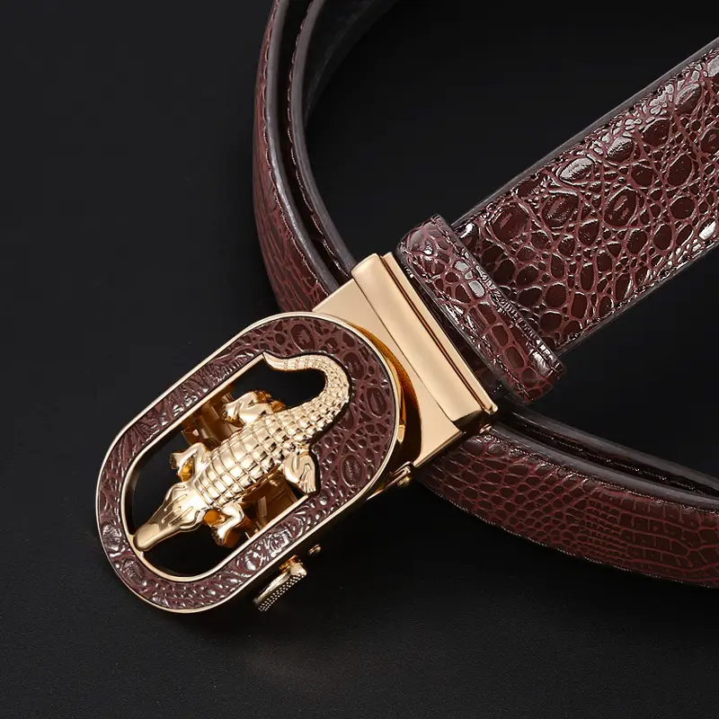 Men's Black Croc Leather Belt with Silver Buckle - Image 7