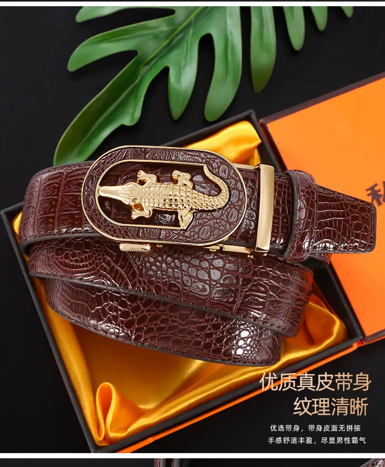 Men's Black Croc Leather Belt with Silver Buckle β feature 2