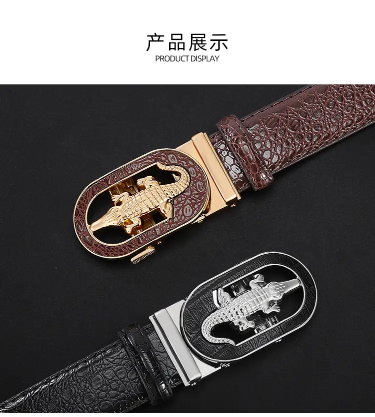 Men's Black Croc Leather Belt with Silver Buckle β feature 5